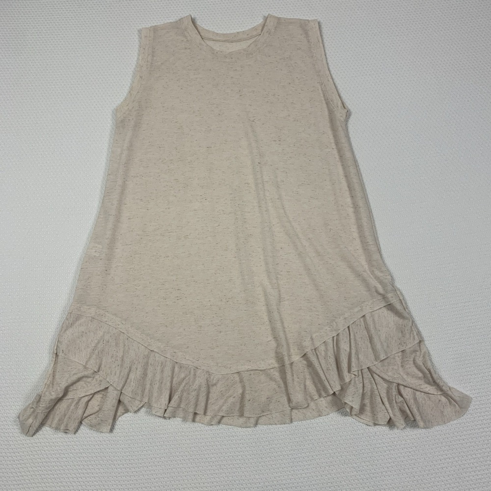 Unis Clothing Asymmetric Ruffle Tank Dress Womens Ecru Beige Cotton Blend M
